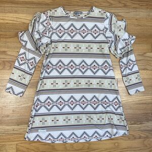 Simply Southern Dress Women's M Southwest Geometric Long Sleeve Knee Length